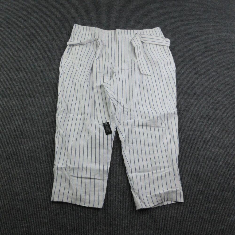 Lauren Ralph Lauren Pants Womens 18W White Cropped Tapered Linen 41x25.5* NWT